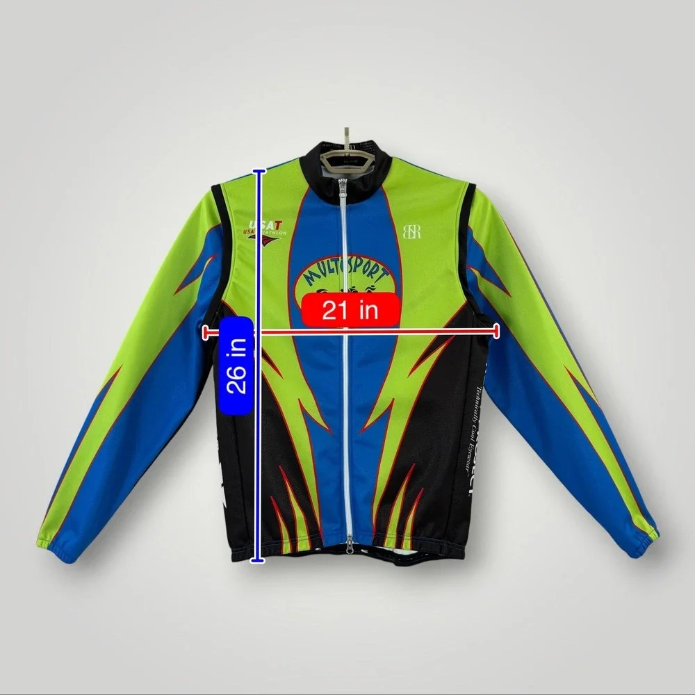 BR Jacket Womens Medium Multicolor Multisport Mania Full Zip Cycling Triathlon - Picture 9 of 9